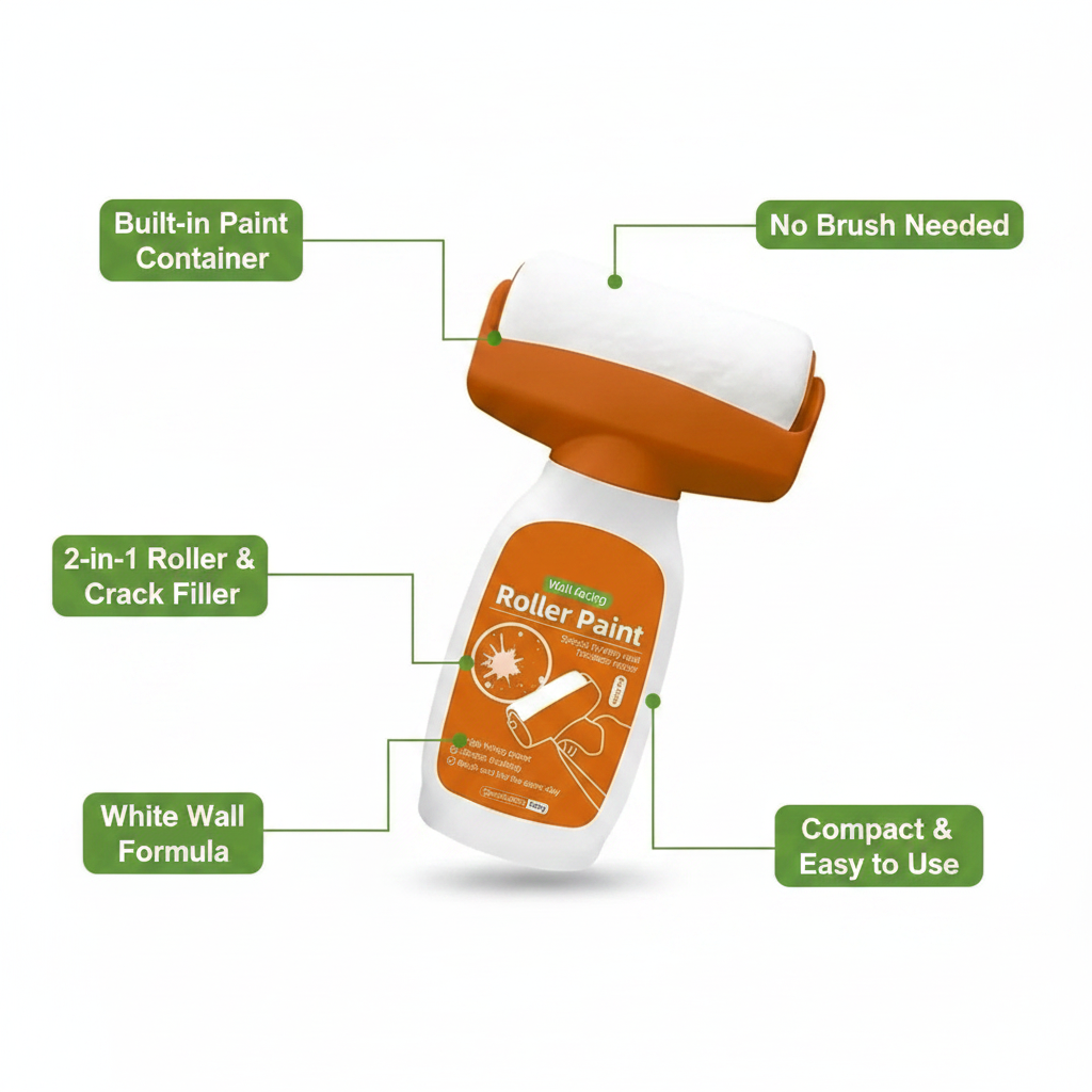 simplify™ Wall Repair Roller | 2-in-1 Paint Roller & Crack Filler for White Walls