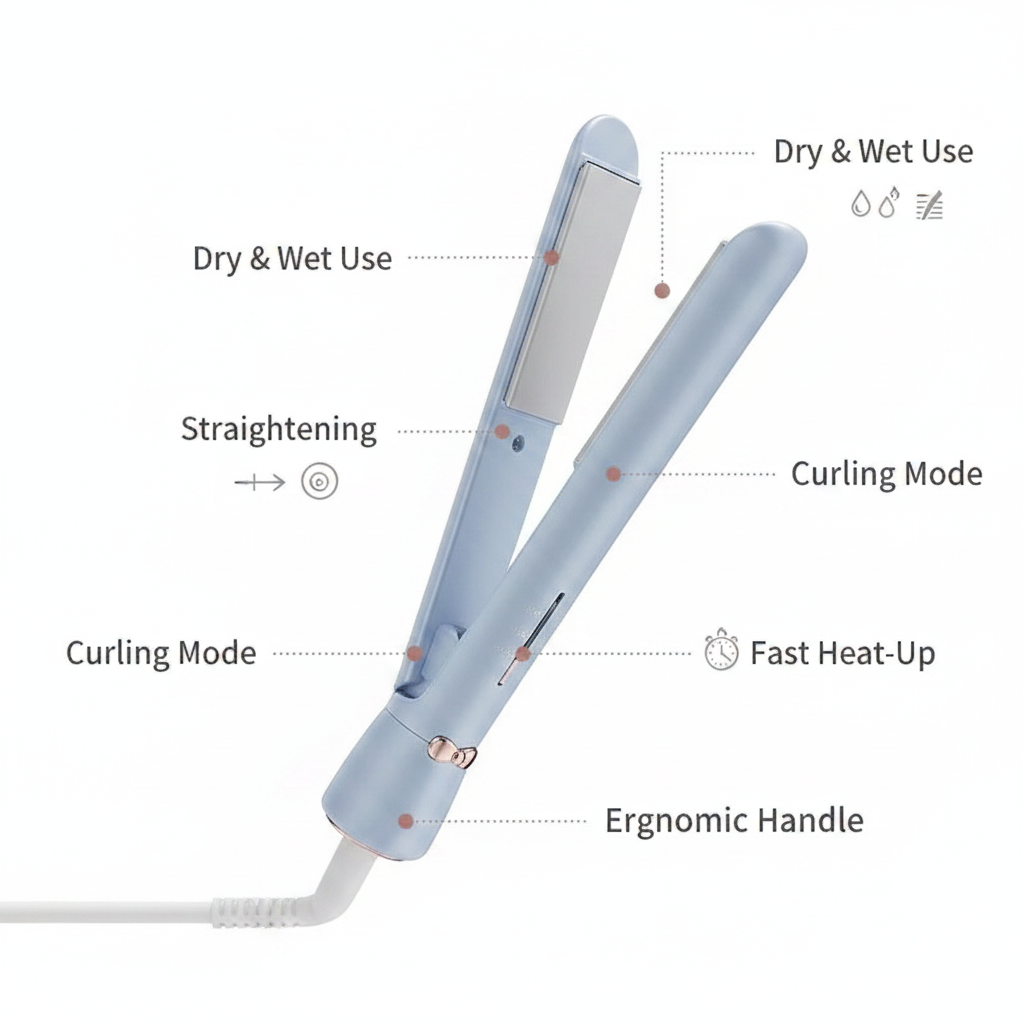 Electric Dry Wet Straight Volume Dual-use Curler