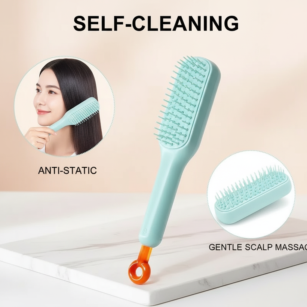 Self-cleaning Anti-static Massage Comb for Adults and Kids- Pack of 1