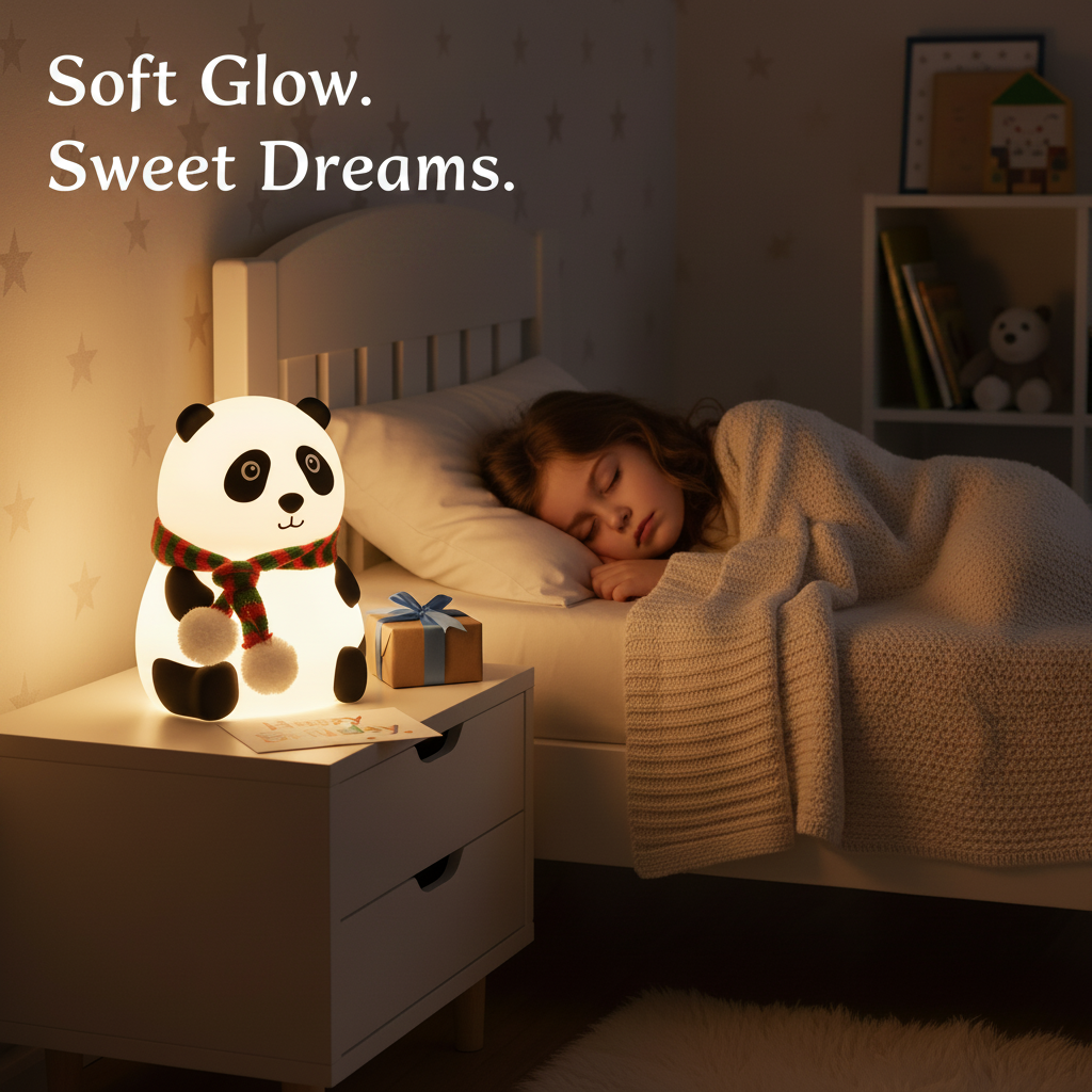 Panda LED Night Lamp | Cute Kids Room Decor & Birthday Gift | Soft Glow Night Light