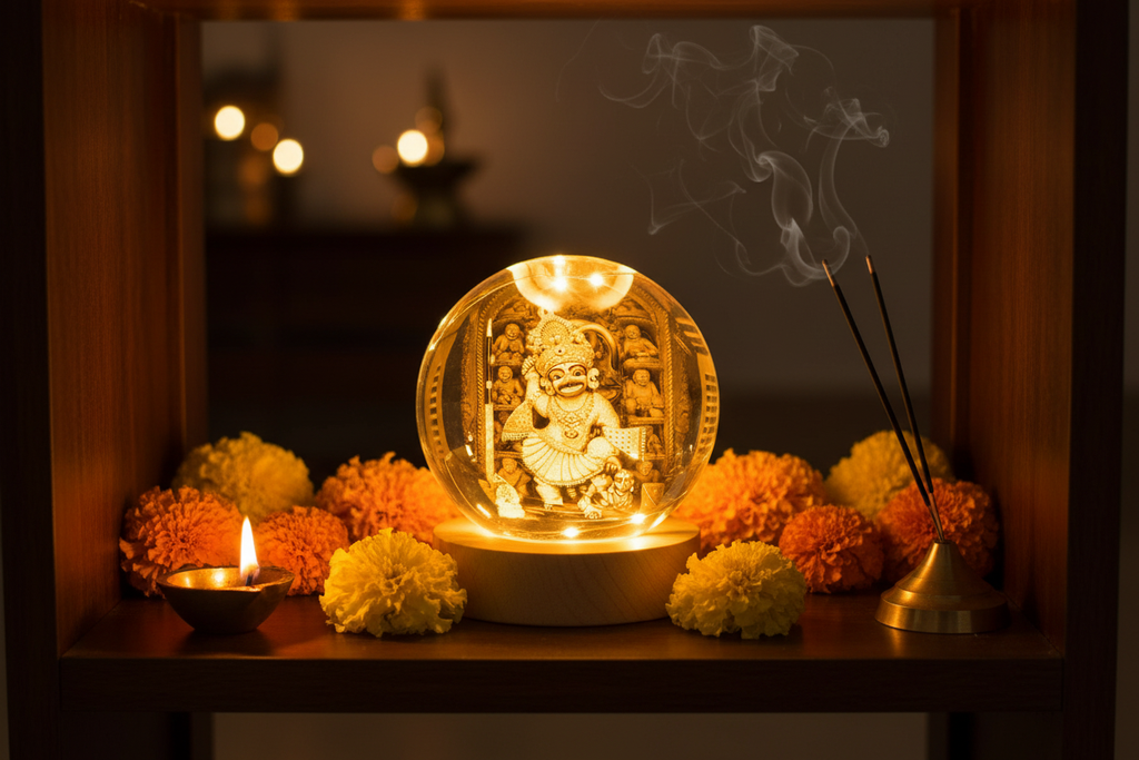 3D Hanuman ji Crystal Ball LED Night Lamp