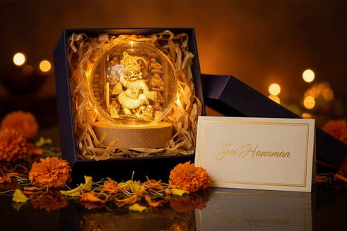 3D Hanuman ji Crystal Ball LED Night Lamp