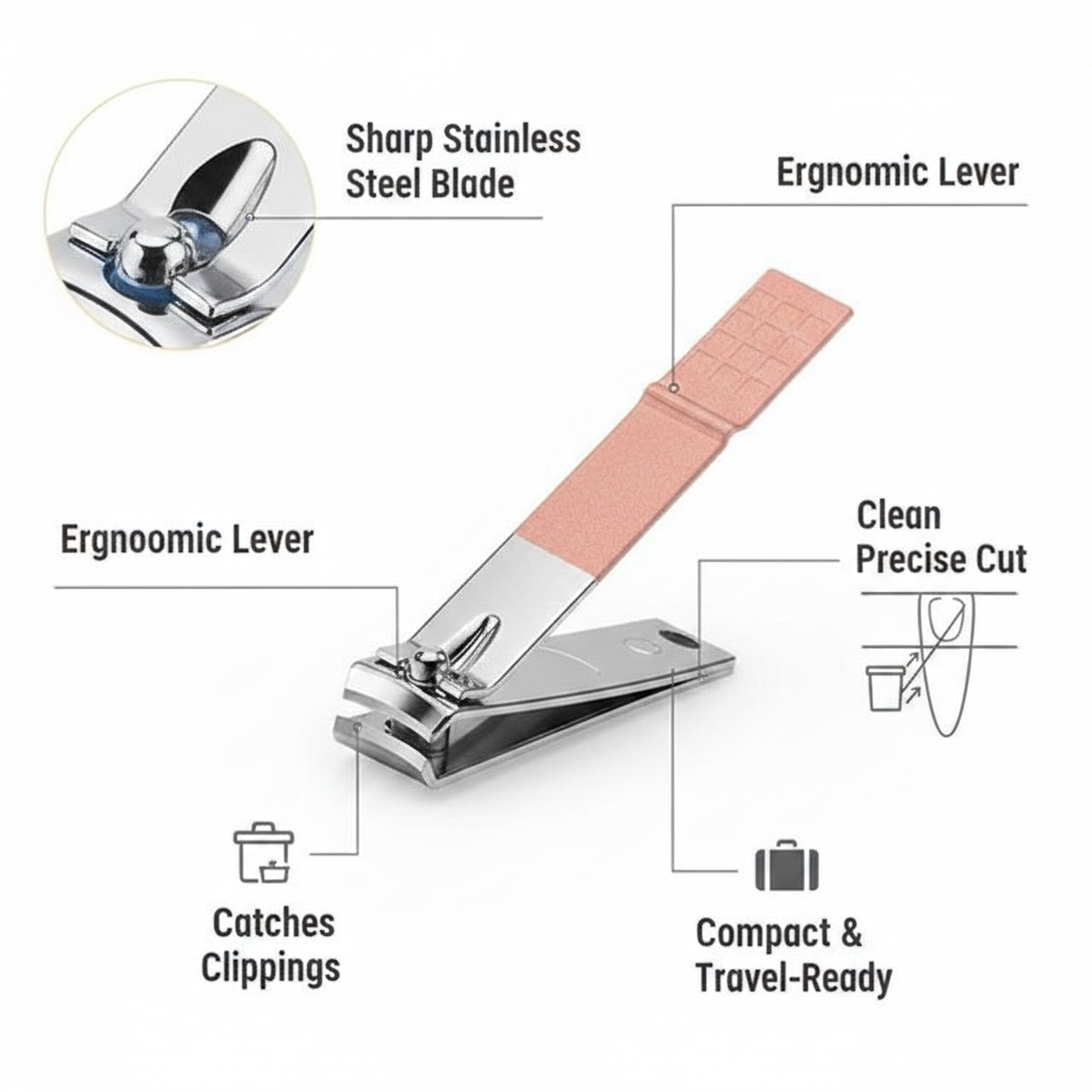 Precision Nail Clipper | Sharp Stainless Steel Manicure Tool | Clean Cut for Fingers & Toes