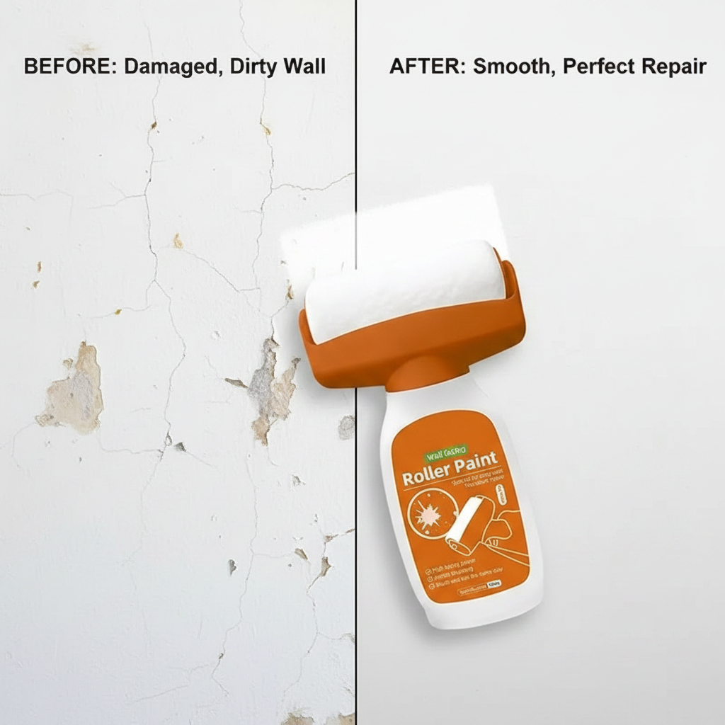 simplify™ Wall Repair Roller | 2-in-1 Paint Roller & Crack Filler for White Walls