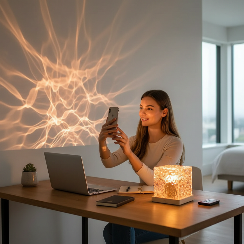 Dynamic Water Ripple Projection Light, USB Portable Night Lamp for Home Decor